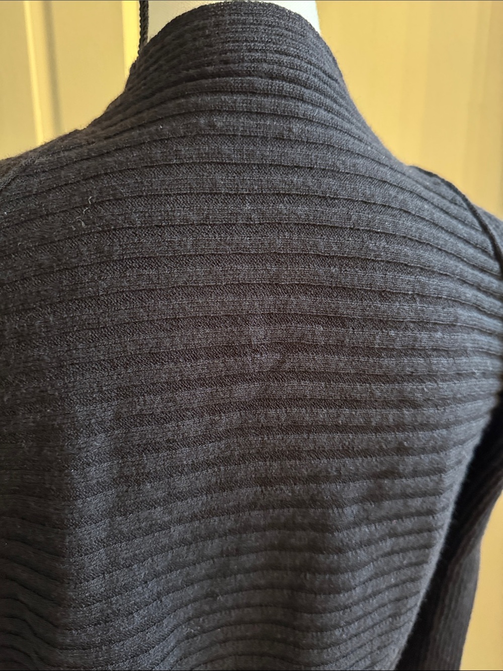 EILEEN FISHER - Black Ribbed Open-Front Cardigan - Size Large - Picture 5 of 12